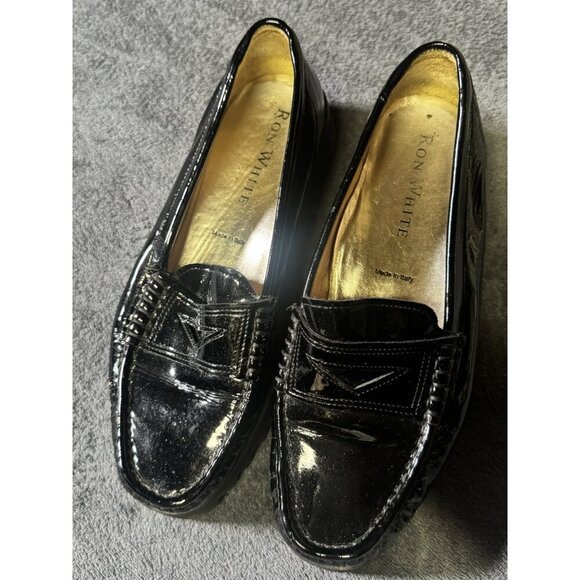 Ron White Slip On Black Loafers 38.5 Made In Italy - Picture 1 of 6